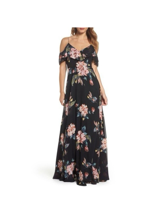Jenny Yoo Dresses & Skirts - Jenny Yoo Collection Mila Black Pink Floral Maxi Formal Dress 8 Wedding Guest
